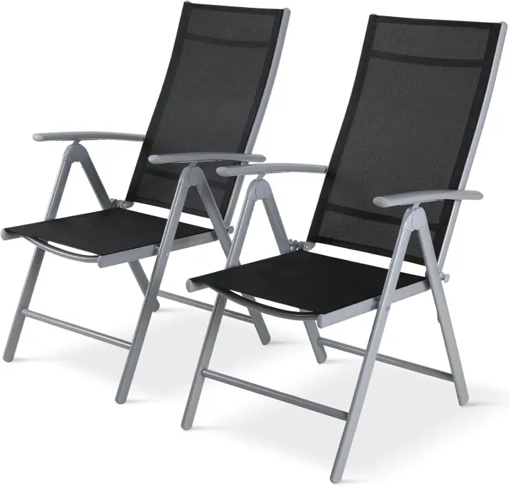 Silla de césped acolchada de aluminio ligero para adultos, Patio plegable ajustable de 2 piezas, respaldo alto para exteriores, soporta 120kg - 1
