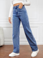 Pantalones vaqueros elásticos lavados para mujer, jeans de pierna recta, moda - details 4