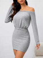 Vestido de hombro desnudo y falda corta para mujeres - details 5