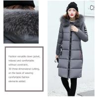 Abrigo de plumón para mujer, chaqueta de invierno con cuello de piel grande, chaqueta gruesa ajustada, Chaqueta de algodón con capucha a la moda, chaqueta larga de invierno para mujer - details 17