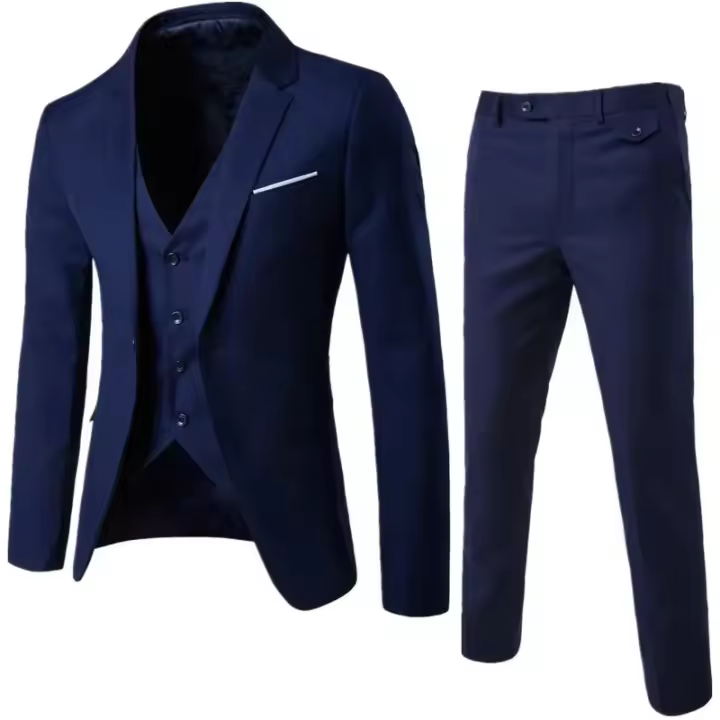 Conjunto elegante de 3 piezas con un solo botón para hombre, negro, fiesta, negocios, boda - 1