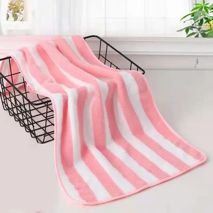 Conjunto de Toalla de Secado Rápido Microfibra Suave Diseño a Rayas Absorbente - 1
