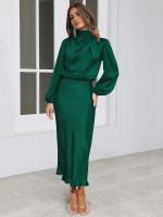 Primavera Verano nuevo vestido de manga larga de satén de gama alta vestido de noche elegante para mujer ropa de fiesta vestidos de celebridades - details 9