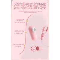 Embalaje privado SEX Pinzas para pezones Vibrador Masajeador de senos Masturbador femenino Lengua Lamiendo Succión Estimulador del clítoris Juguete sexual vibratorio para - details 3