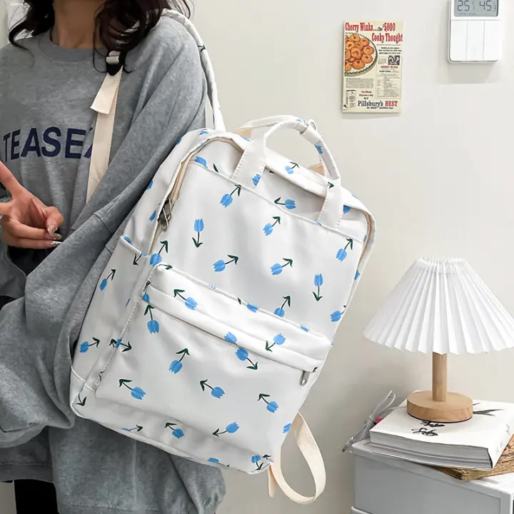Mochila Escolar Coreana Material de Nylon para Forro y Exterior Fresco y Dulce - 1