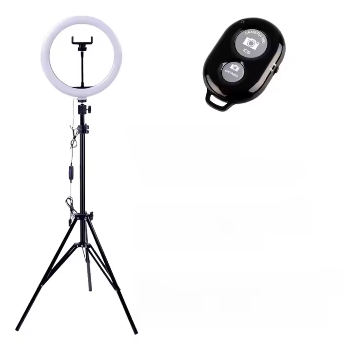 Trípode con Aro de Luz Led 26cm Ajustable Para Selfie Fotografía Maquillaje Streaming Youtube Tik Tok Anillo de luz con Soporte - 1