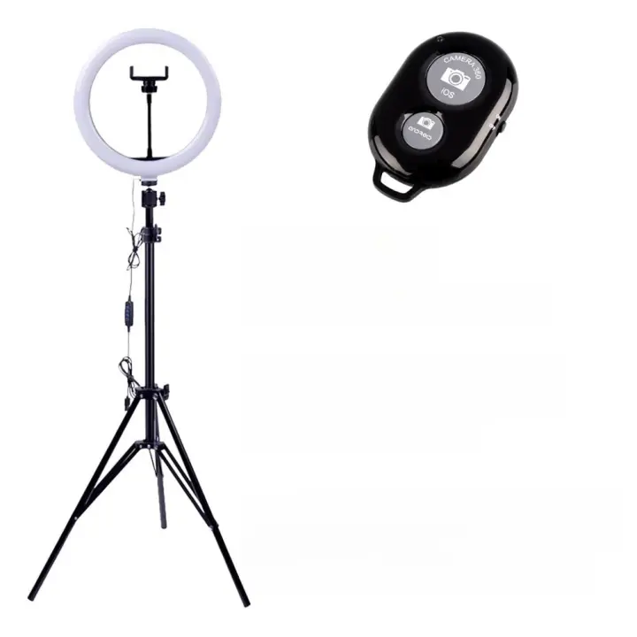 Trípode con Aro de Luz Led 26cm Ajustable Para Selfie Fotografía Maquillaje Streaming Youtube Tik Tok Anillo de luz con Soporte - 1