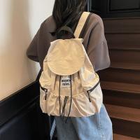 Mochilas elegantes con cordón de Color sólido, bolsos de hombro fruncidos de gran capacidad y peso ligero, mochila escolar informal de nailon para estudiantes al aire libre - details 9