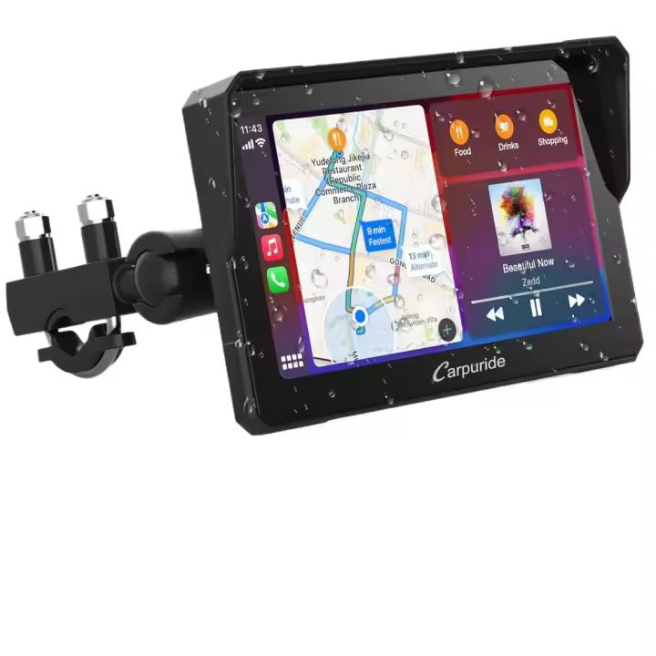 Estéreo Inalámbrico para Automóvil CarPlay y Android para Motocicleta,Pantalla Táctil Impermeable de 7 Pulgadas, - 1