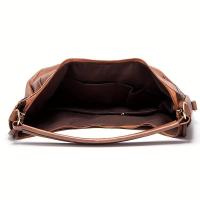 Elegantes borlas de hombro retro para mujer - Hobo de gran capacidad con correa desmontable, negro, tono dorado y decorativo - details 3