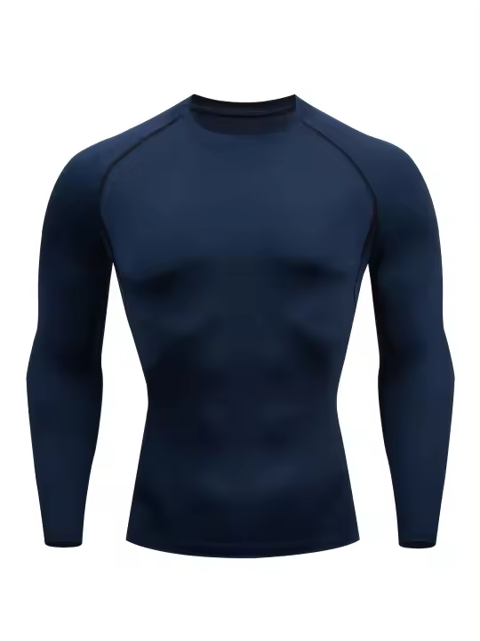 Quick Dry Men's Compression Shirt for Athletic Workouts - Long Sleeve Base-Layer Top with Moisture-Wicking Benefits - 1