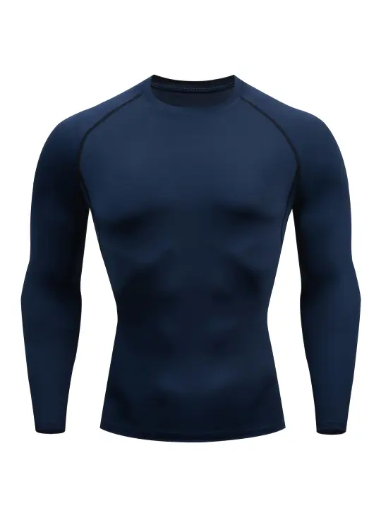 Quick Dry Men's Compression Shirt for Athletic Workouts - Long Sleeve Base-Layer Top with Moisture-Wicking Benefits - 1