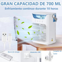 Enfriador de aire USB pequeño, mini enfriador de aire, aire acondicionado personal de 3 velocidades, 700 ml, tanque de agua grande - details 8