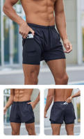 Pantalones cortos de gimnasio 2 en 1 de secado rápido para hombre, pantalones cortos de entrenamiento - details 1