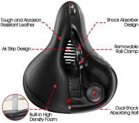 Asiento de bicicleta cómodo para hombre y mujer, cojín ancho de espuma viscoelástica, resistente al agua - details 1