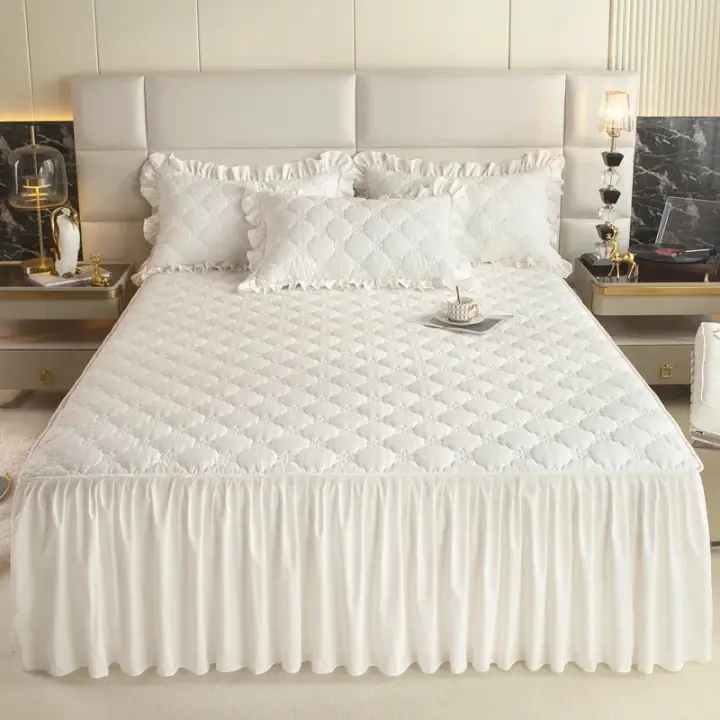 Funda de Cama Engrosada de Color Sólido Protector de Almohada Acolchado - 1