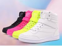 Zapatillas altas transpirables para mujer, zapatos deportivos informales antideslizantes, plataforma oculta, aumento de cuero - details 2