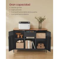 Aparador con Puertas Dobles, Cierre Magnético, Estantes Ajustables, Marco de Acero, Marrón Rústico y Negro Mate LSC204B01 - details 3