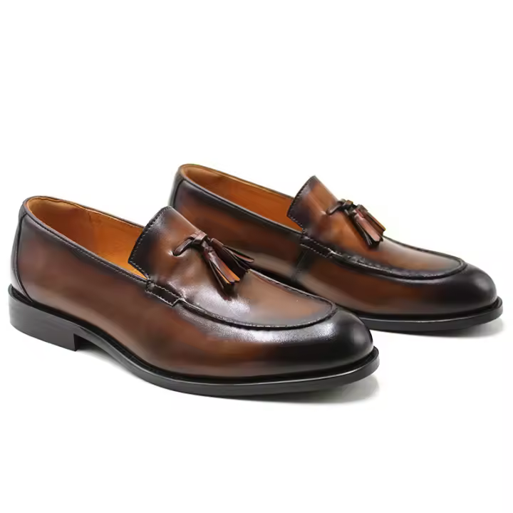 Zapatos de cuero de alta gama, mocasines casuales de negocios, talla extra grande para un pie - 1