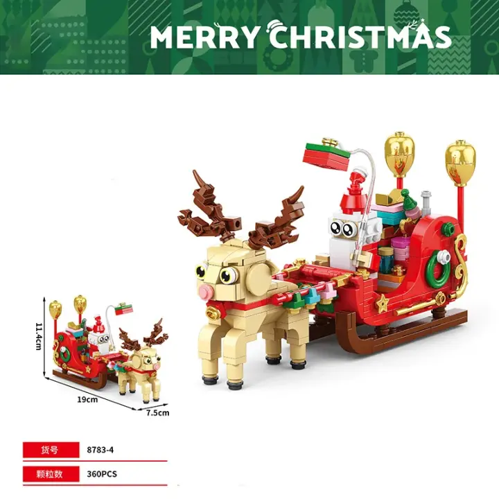 Casa de Pan Dulce de Navidad Carrito de Alce Bloques de Construcción Regalos de Fiesta de Año Nuevo - 1