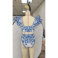 Conjunto de bikini con volantes para mujer, bikini brasileño estampado, traje de baño con falda, traje de playa para niña 2024 - details 11