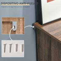 Mueble Auxiliar de Metal con Puerta 3 Estantes Abiertos y Armario con Puerta y Balda Ajustable para Sala de Estar Cocina Madera Natural - details 7