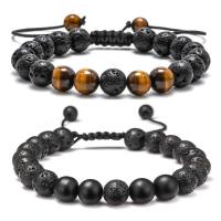 Pulseras de piedra natural para hombre y niño, 0,315 pulgadas, ojo de tigre, ágata mate, de roca de lava, regalos de cumpleaños, aniversario, día de San Valentín, para novio o marido - details 1