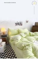 Juego de Ropa de Cama para Niña de Color Sólido Nórdico Cubierta de Edredón con Sábana y Funda de Almohada Decoración Completa para Dormitorio Individual y Doble - details 0