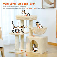 PAWZ Road Árbol para gatos 2 en 1 con poste rascador de Sisal, hamaca, condominio para gatos grande, casa tipo torre para gatos pequeños, tablero rascador para gatos de interior, juguetes para gatos - details 10