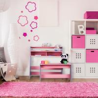 Mesa y Banco Infantil Ajustable en Altura 2 Compartimentos Escritorio de Fibra Rosa/Gris - details 4