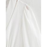 OUWU- 2025 Primavera Mujer Blanco Nuevo Vestido De Manga Larga Algodón Encaje Costura Mini Vestido Casual Playa Mujer Vestidos - details 5