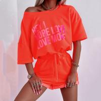 2025 Conjunto deportivo de dos piezas de moda europea y americana de primavera y verano, top de manga corta con estampado de letras y conjunto de pantalones cortos - details 8