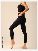 Pantalones de Yoga de melocotón móvil para mujer, Leggings de cintura alta para correr, levantamiento de cadera, ciclismo, bolsillos laterales, gimnasio, Pilates, baile, CLQ2 - details 13