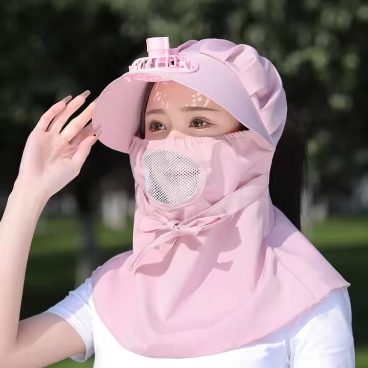 Gorra de Pesca con Ventilador Recargable para Mujer Gorra de Ala Ancha para Cubrir la Cara - 1