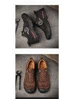 Zapatos de senderismo de cuero genuino para hombre, zapatillas de escalada anticolisión para acampar al aire libre, con cordones, Trekking - details 8