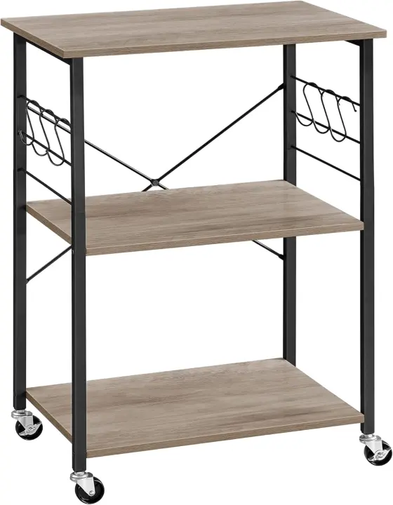 Estantería de Cocina con Ruedas Servicio de 3 Niveles para Microondas, Horno, Tostadora - 1