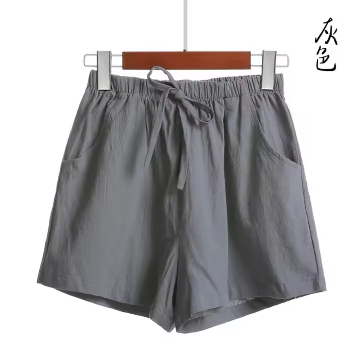 Pantalones cortos de lino y algodón para mujer Pantalones cortos de entrenamiento informales - 1
