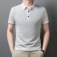 polos hombre manga corta ropa hombre día del padre Nuevos hombres de negocios Casual manga corta hueso flor color sólido POLO camisa moda transpirable cómodo verano versátil top - details 15