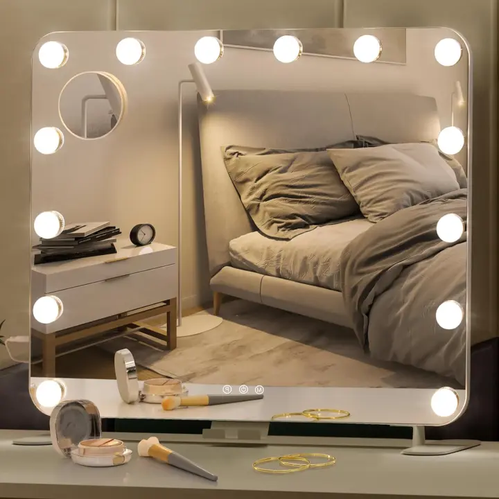 Espejo de Maquillaje Iluminado Hollywood Regulable, 14 Bombillas LED, Para Dormitorio Vestidor, Material de Aleación de Zinc - 1