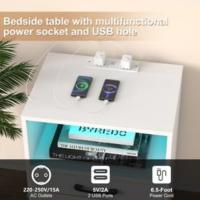 Mesita de Noche Inteligente con 3 Cajones, Mesita de Noche para Dormitorio, Mesas Auxiliares de Madera Estilo Moderno para Sala de Estar 45 x 40 x 67 cm - details 15