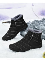 Botas de invierno informales para hombre, botines de terciopelo, impermeables, con doble cremallera, botas de nieve, zapatos de algodón antideslizantes cálidos para exteriores - details 7