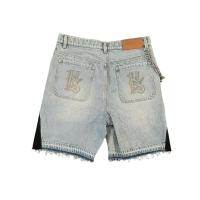 Jeans Retro Azules con Bordado de Patrón de Dibujos Animados Pantalones Cortos Casuales para Hombres Moda Deportiva - details 2