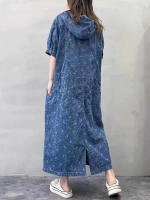 Vestido Elegante de Denim Floral para Mujer Diseño Coreano Moda 2023 Lavado a Mano Algodón Forro Manga Larga Estilo Casual Ideal para Primavera/Verano - details 9