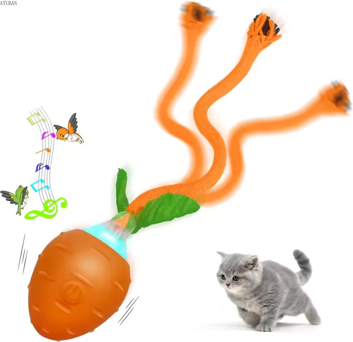 Juguetes Interactivos para Gatos en Interiores: Cargable por USB y Activado por Movimiento Juguete Eléctrico para Gatos con Simulación de Ave Cantando - 1