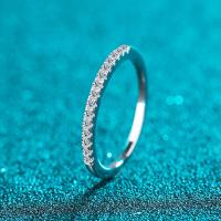 Anillo de Plata Esterlina S925 Plato de Oro Blanco 18k Anillo de Compromiso de Boda 1,5mm Color D - details 1