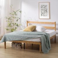 Ellie Cama 90x190 cm - Altura 35 cm con almacenamiento debajo de la cama - Estructura de cama de plataforma de bambú y madera con cabecero - Marrón - details 0