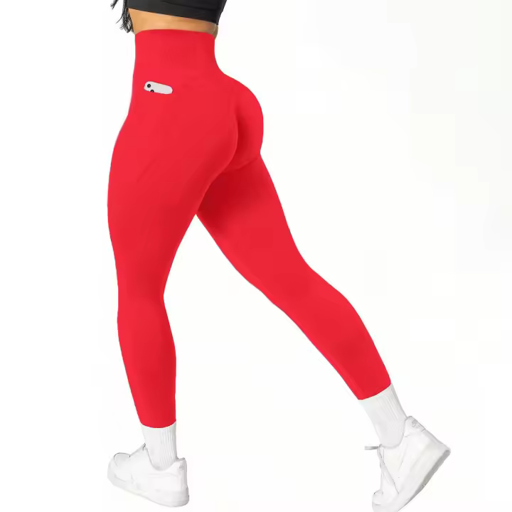 Europa y Estados Unidos nalgas de melocotón pantalones de yoga de cintura alta con bolsillos laterales dobles pantalones de yoga de gran tamaño pantalones elásticos ajustados pantalones deportivos de fitness para mujer - 1