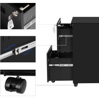 Gabinete de Archivos Móvil, con 2 Cajones, Cierre, para Documentos de Oficina, Carpetas Suspendidas, Premontado, 39 x 50 x 69,5 cm (Largo x Ancho x Alto), Negro Mate OFC52BK - details 4