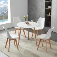 Mesa de Comedor, Estilo escandinavo Ronda Mesa y Patas de Madera de Haya, 80*72 cm, Color Blanco - details 54