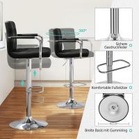 Juego de 2 Taburetes de Bar Altura Ajustable 92-113,5cm Sillas de Bar Asientos Giratorios Diseño Moderno Taburetes Altos Negro - details 30